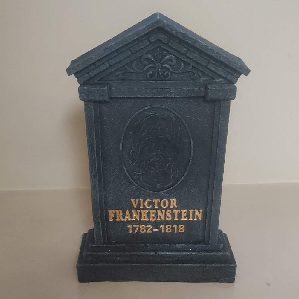 Ardell Black and Gold Frankenstein Tombstone Decor